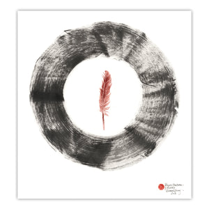 Enso and Red Tail Hawk Feather - Original