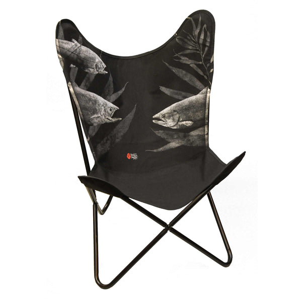 3 Species of Salmon in A Kelp Forest / Butterfly Chair - Black