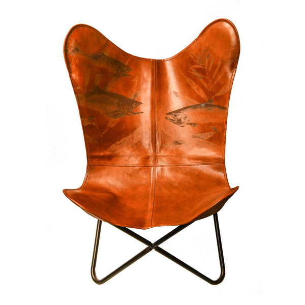 3 Species of Salmon in A Kelp Forest / Butterfly Chair - Leather